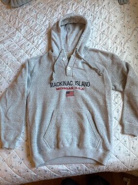 Mackinac Island Gray Hooded Pullover Sweatshirt